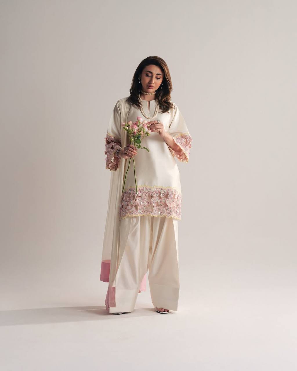 Miniature Pearl Silk Festive Kurta